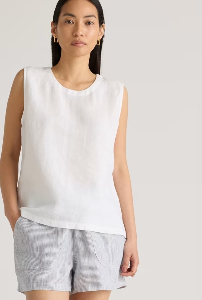 Quince 100% European Linen White Tank XS - S  NWT